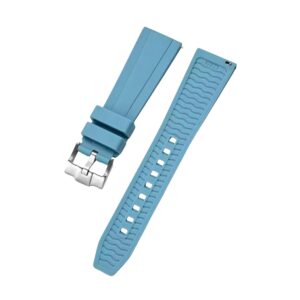 Straight FKM Rubber Strap – Universal Fit – Light Blue (20mm / 22mm / 24mm)