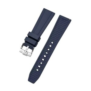 Straight FKM Rubber Strap – Universal Fit – Navy Blue (20mm / 22mm / 24mm)