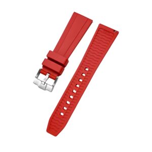Straight FKM Rubber Strap – Universal Fit – Red (20mm / 22mm / 24mm)