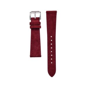 Suede Leather Watch Strap – Red – Handmade – makewrist