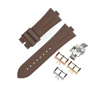 Textured Rubber Strap – For Vacheron Constantin Overseas 25mm – Brown