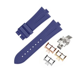 Textured Rubber Strap – For Vacheron Constantin Overseas 25mm – Navy Blue