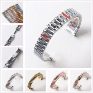 Curved End President Watch Band NH35 Datejust Stainless Steel Watch Strap Silver Gold President Bracelet 20mm 316L$25.74$26.54Free shipping