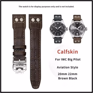 Replacement Leather Watch Strap for IWC Big Pilot 20mm 22mm Genuine Calfskin Band Brown Black Aviation Style Bracelet$29.67$30.59Free shipping