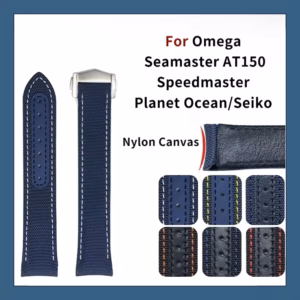 Omega Seamaster AT150/Speedmaster/Planet Ocean/Seiko 尼龙帆布表带 |19-21 毫米蓝色布带防水热纱