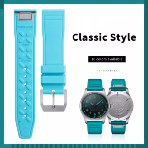 Replacement Quick Release FKM Rubber Strap for IWC Pilot/Portofino | 20mm Fluorine Elastomer Band for 41mm Watches