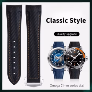 FKM Rubber Strap for Omega Planet Ocean/Speedmaster/AT150 | Universal Textured Dive Band 21mm Curved End$46.30$47.73Free shipping
