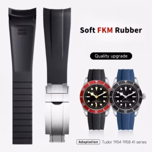 Tudor Black Bay/Pelagos 系列的弧形软 FKM 橡胶带 |37mm/39mm/41mm 弹壳宽度为 20mm 和 22mm。