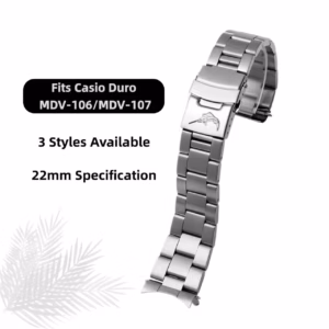Casio Duro MDV-106/MDV-107 三式不锈钢潜水表带|22mm 金属手链替换豪华时尚