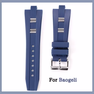 Suitable for Baogeli 9mm Protruding Mouth Silicone Watch Strap 26mm Blue and Black Pin Buckle for Men Watch Accessories$30.89$31.85Free shipping