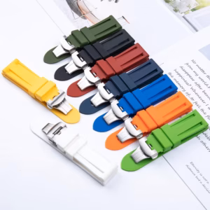 For Panerai Strap 24mm Silicone Rubber Band for PAM441 PAM359 PAM437 PAM393 with Folding Buckle Classic Style Luxury