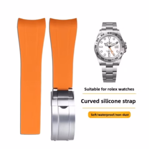 mm High Quality Fluorine Rubber Watch Strap Arc Interface Double Insurance Folding Buckle Suitable for Rolex Explorer II$36.74$37.88Free shipping