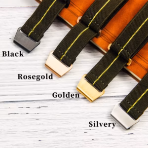 -22mm Vintage 1960s French Parachute NATO Elastic Nylon Watch Strap Universal Replacement Band Suitable for Major Watch Brands