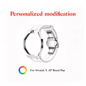-in-1 Silicone Band & Stainless Steel Protective Case Kit for Swatch X AP Royal Pop Watch Mod Convert To Trendy Wristwatch Part$101.46Free shipping
